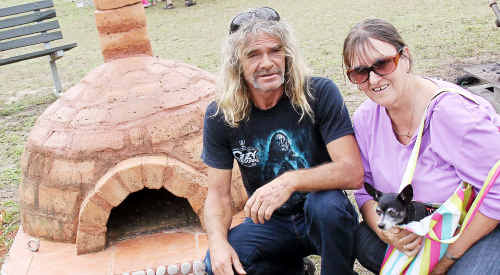 Aaron Blackmore and Judy Larsen with dog Lulu at the Lost Arts Day. Aaron Blackmore and Judy Larsen with dog Lulu at the Lost Arts Day.